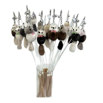 Cat Teaser Wand, Plush Kitten Teething Stick, Chew-Resistant - 5