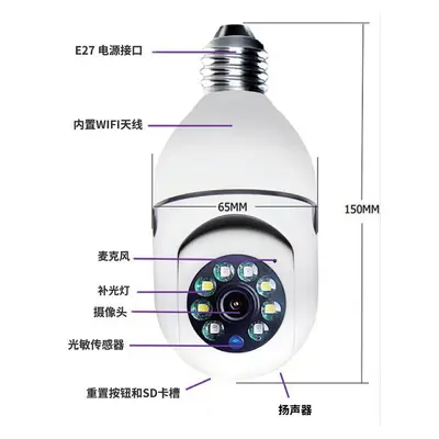 Wireless HD security camera E27 bulb type, night vision, 360 degree - 5