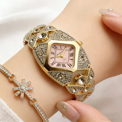 Damen Quarz-Armbanduhr mit Strass, Nischendesign