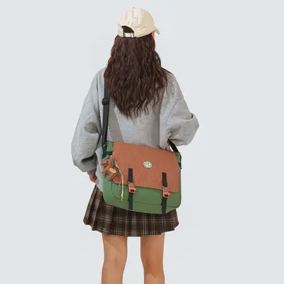Women's Plaid Patchwork Messenger Bag, Single Shoulder, 2026 Summer Style - 3