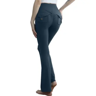 Damen-Yogahose mit Cargo-Taschen, hohe Taille, schnelltrocknend