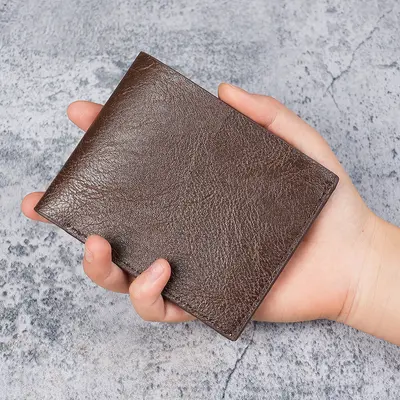 Short Men's Leather Wallet, Multifunctional Card Holder, Bifold Coin Compartment - 8