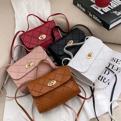 Small Square Women's Bag, Diamond Embossed, Single-Shoulder Crossbody
