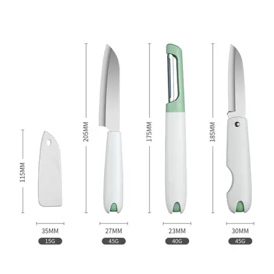 Mutfak 3 parçalı set, katlanır meyve bıçağı ve sebze soyma çok fonksiyonlu - 6