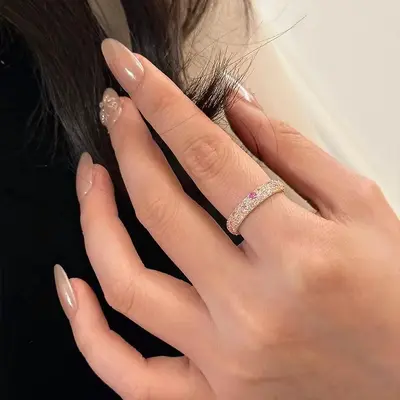 Farbige Diamantreihring Dopamin-Stil rosa - 3