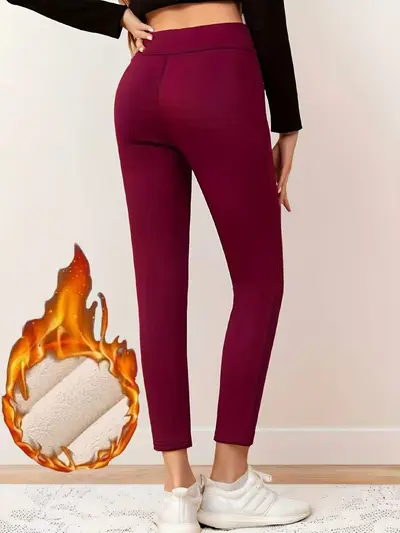 Kış yoga taytı, kuzu fleece, yüksek bel, sıcak astarı