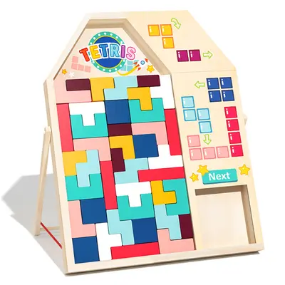 Tetris Building Block Puzzle for Ages 3 to 6, Three-Year-Old Boys and Girls, Early Education Brain Moving Educational Intelligence Development Toys