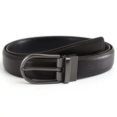 Men's belt made from top-grain cowhide, pin buckle, reversible buckle, double-sided genuine leather, versatile daily style belt for young and middle-aged men. - 8