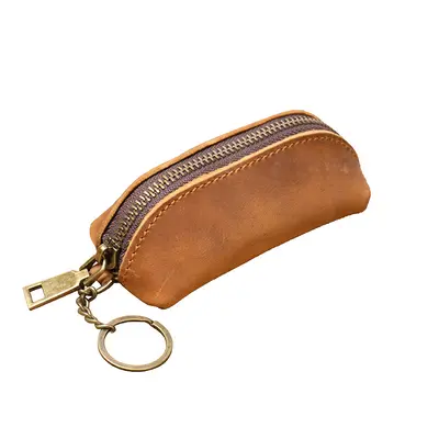 Genuine Leather Men's Coin Wallet with Crazy Horse Leather Key Case and Cowhide Hand Stora - 6