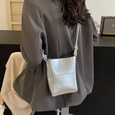 2025 Summer Popular Mini Small Bags for Women New Solid Color Foreign Style Crossbody Bag Korean Style Textured Bucket Bag
