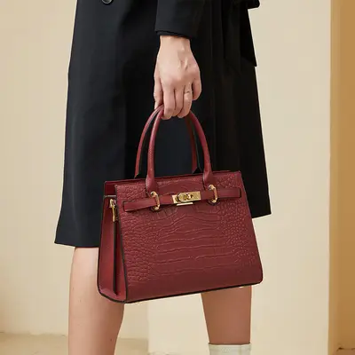 Genuine Leather Women's Handbag, Large Capacity Mom Tote - 3