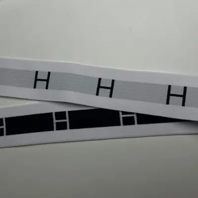 Elastic Rubber Band with Letter Print, Black Text on White Background - 4