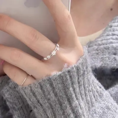 Double layer rattan flower ring, adjustable, Korean design - 3