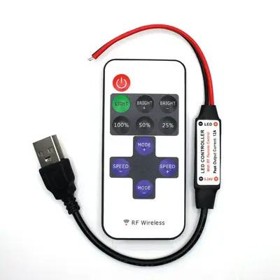 RF11 anahtarlı tek renkli kontrol cihazı DC başlıklı 5V LED ışık şeridi uzaktan kumandalı mini siyah ve kırmızı kablolu COB ışık şeridi dimmeri - 10