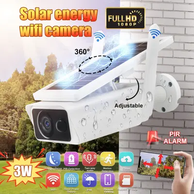 Full HD 1080P kablosuz PTZ güvenlik kamerası, güneş panelli - 2