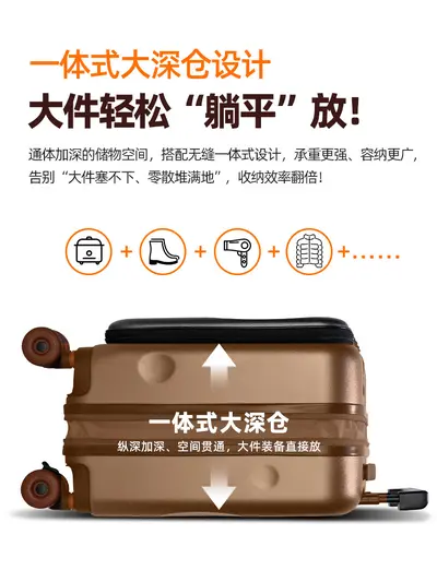 20-inch suitcase, front-opening, lightweight, carry-on