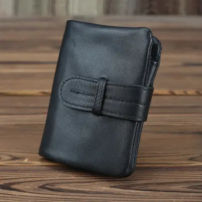 Oil Wax Genuine Leather Men's Short Wallet, Retro Multi-Card Cowhide - 5