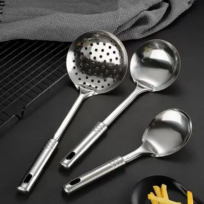 Paslanmaz Çelik Sote Spatula ve Kepçe Seti, Balık Spatulası, Süzgeç