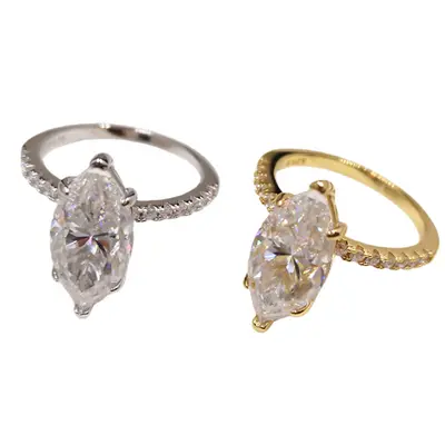 925 Sterling Silver 4 Carat Marquise Moissanite Ring for Women, Stackable