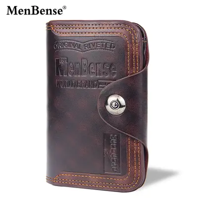 Men's short wallet with magnetic buckle, large capacity tri-fold daily wallet - 7