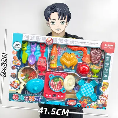 Children's Educational Play Kitchen Set, Artificial Kitchen Utensils and Cooking Toys