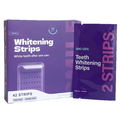 Purple teeth whitening strips, generation 2, gentle cleaning