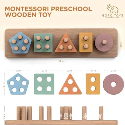 Montessori geometrik stapel silindir, ahşap erken eğitim