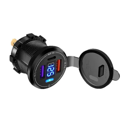 New Waterproof Motorcycle Modified Dual USB Car Phone PD Super Fast Charging Digital Display Car Charger