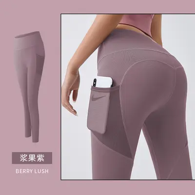 Бесшовные леггинсы Peach Butt длиной 9/10 с высокой талией, эластичной сетчатой вставкой, боковым карманом, эффектом подтяжки ягодиц для йоги и спорта, облегающие брюки - 5