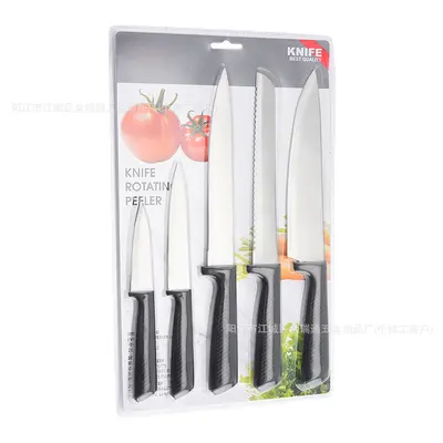 Export Stock Kitchen Knife Set Stainless Steel Knives Double-Sided Water-Absorbing Fruit Knife Peeler Combination Knife Set - 10