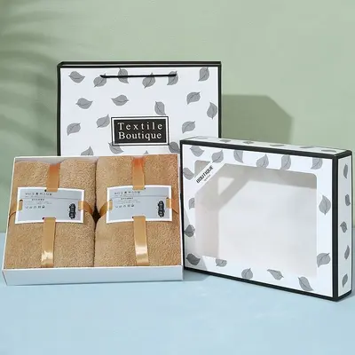 Korallen-Samttuch-Set, 2 Teile, Badetuch Geschenkbox - 11