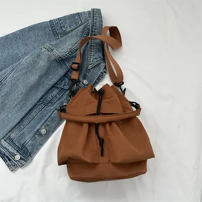 Women's Bucket Bag, Large Capacity Single-Shoulder, Korean Style - 9