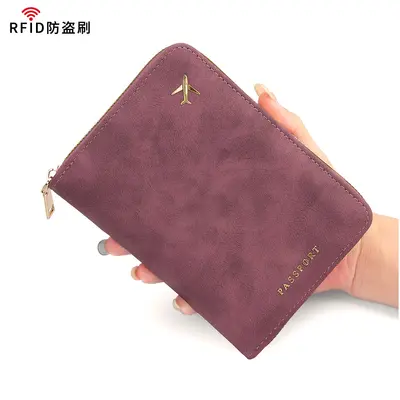 Reisepass-Tasche RFID-Schutz Vintage mehrere Fächer mit Reißverschluss
