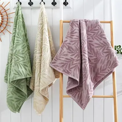 凹凸浮雕割绒提花浴巾外贸跨境全棉方巾毛巾浴巾套装 bath towel