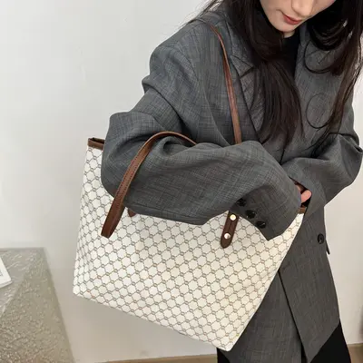 Damen-Tote-Bag mit großem Fassungsvermögen, schlichte Pendler-Schultertasche