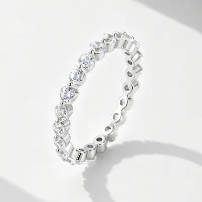925 sterling silver zircon ring, micro-set, stacking