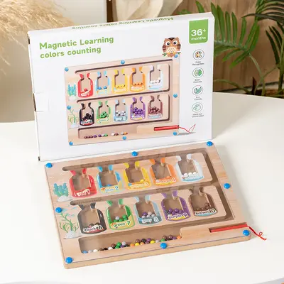Wooden Magnetic Maze Ball Toy for Learning Numbers