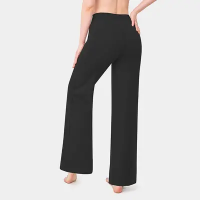 Kadın Bol Kesim Düz Paça Yoga Pantolonu, Yüksek Bel, Dikişsiz - 7