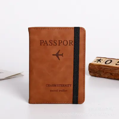 PU deri kayış pasaport çantası RFID pasaport tutucu koruyucu kapak yurtdışı seyahat cüzdanı kart tutucu bilet tutucu yazdırılabilir logo - 12