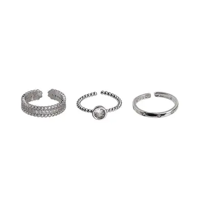 Damenring, minimalistisch, Zirkon-Metall, offen, eleganter Stil