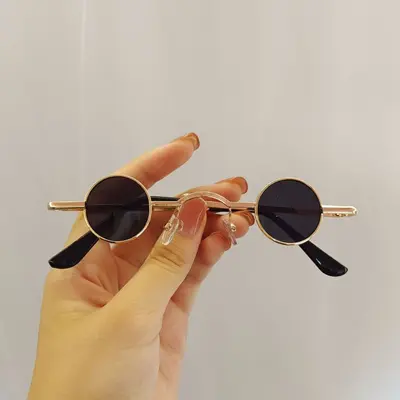 Men's Round Retro Mini-Lens Sunglasses, Small Frame - 1