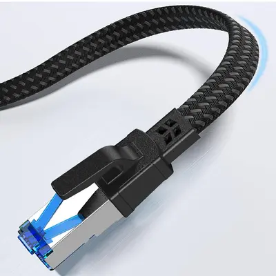 Cat8-Netzwerkkabel, sauerstofffreies Kupfer, 40 Gbit/s, geschirmt, blaue Stecker - 5