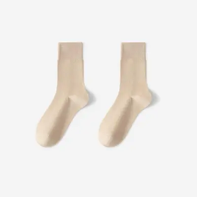 Women's Mid-Calf Socks, Pure White, Loose Cuff, Thin Summer Style - 12