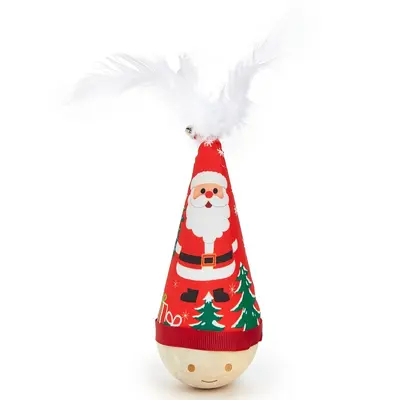 Durable Roly-Poly Cat Toy with Feather Teaser Wand - 6