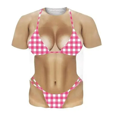 Individuell bedrucktes Unisex-T-Shirt mit Bikini-Träger-Motiv