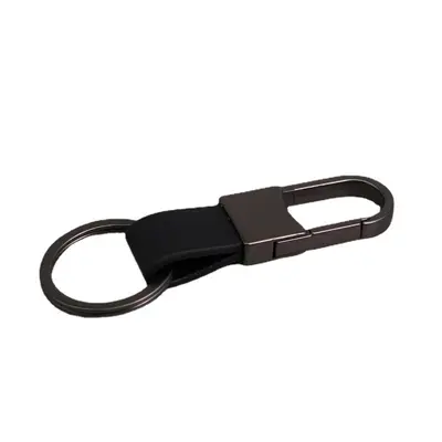 Metal Leather Car Keychain with Laser-Engraved Logo, Creative Design