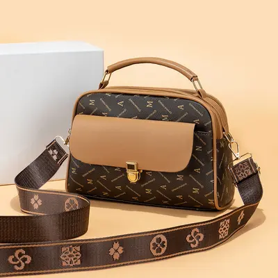 Schlichte große Damen-Schrägumhängetasche, Retro-Stil - 8