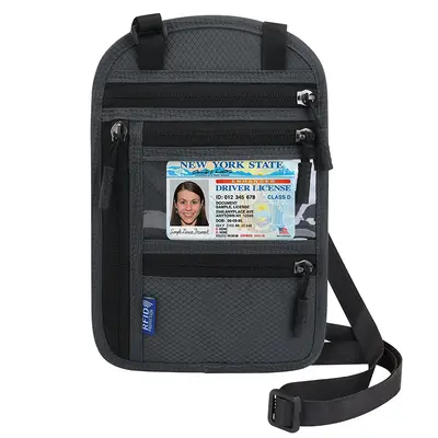 RFID neck wallet for travel documents and passport - 9