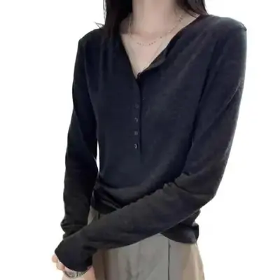 Kadın Düz Renk Yarım Fermuarlı Uzun Kollu T-Shirt, Büyük Beden, Bol Kesim