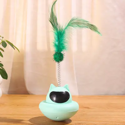 Cat Toy Feather Wand with Long Pole, Bell Turntable - 10